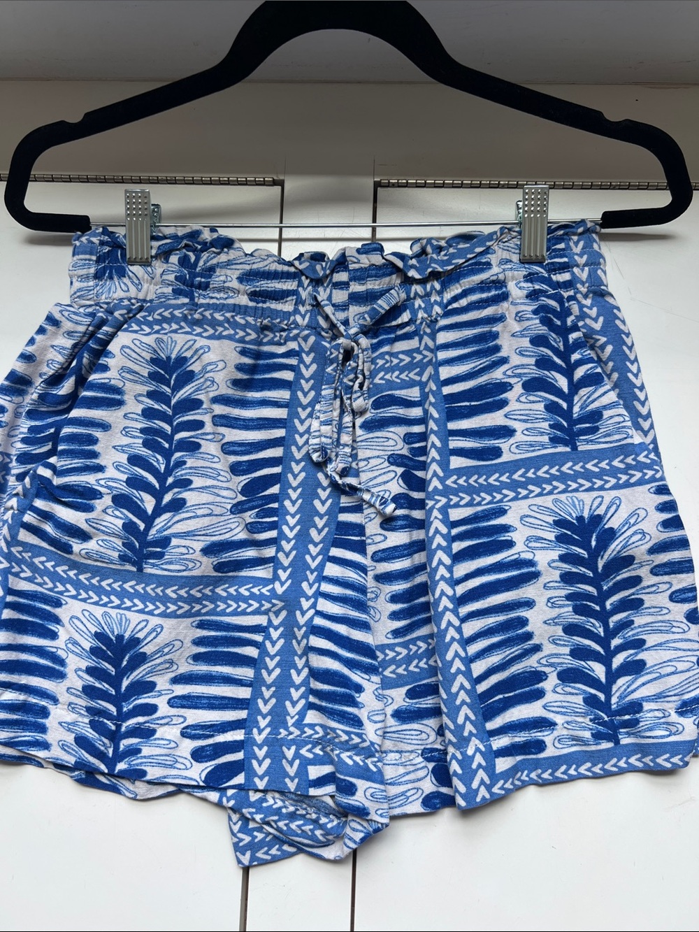 Women's Loft Blue Printed Drawstring Shorts